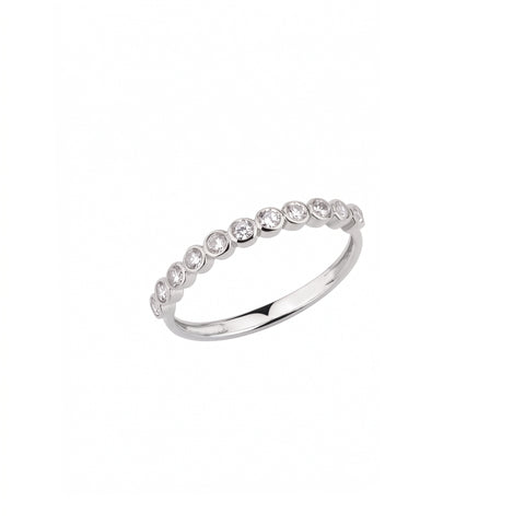 Bezel-Set Half Eternity Sterling Silver Ring