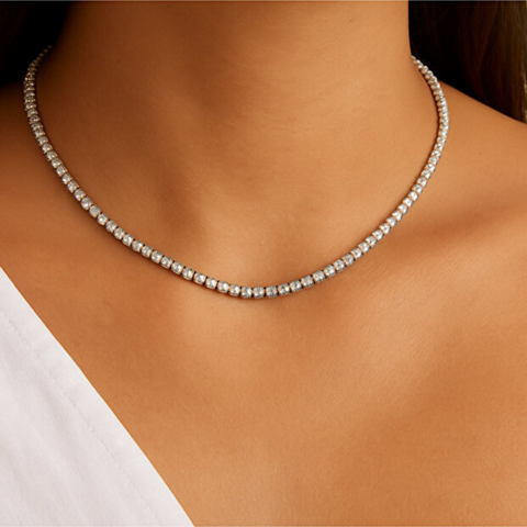 Sterling Silver 4mm Tennis Necklace