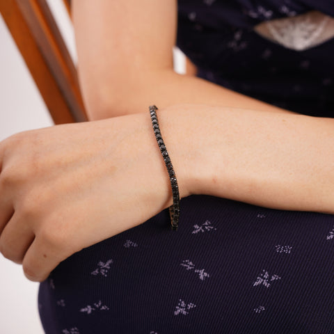 Sterling Silver Pure Black Tennis Bracelet
