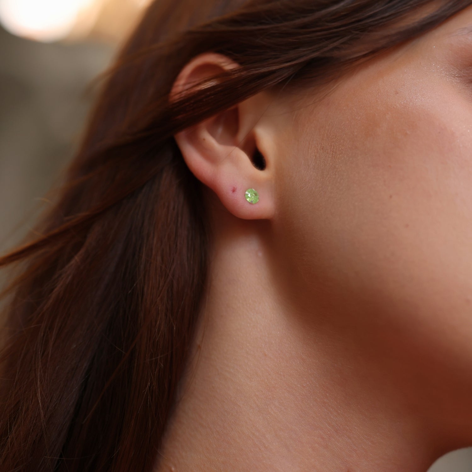 Sterling Silver Glittering Green Stud Earring