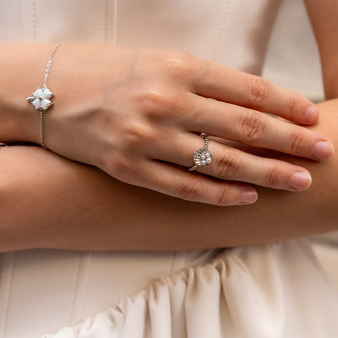 Scallop Shell Pearl Sterling Silver Ring