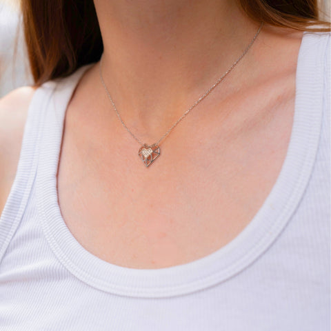 Geometric Heart Necklace Sterling Silver