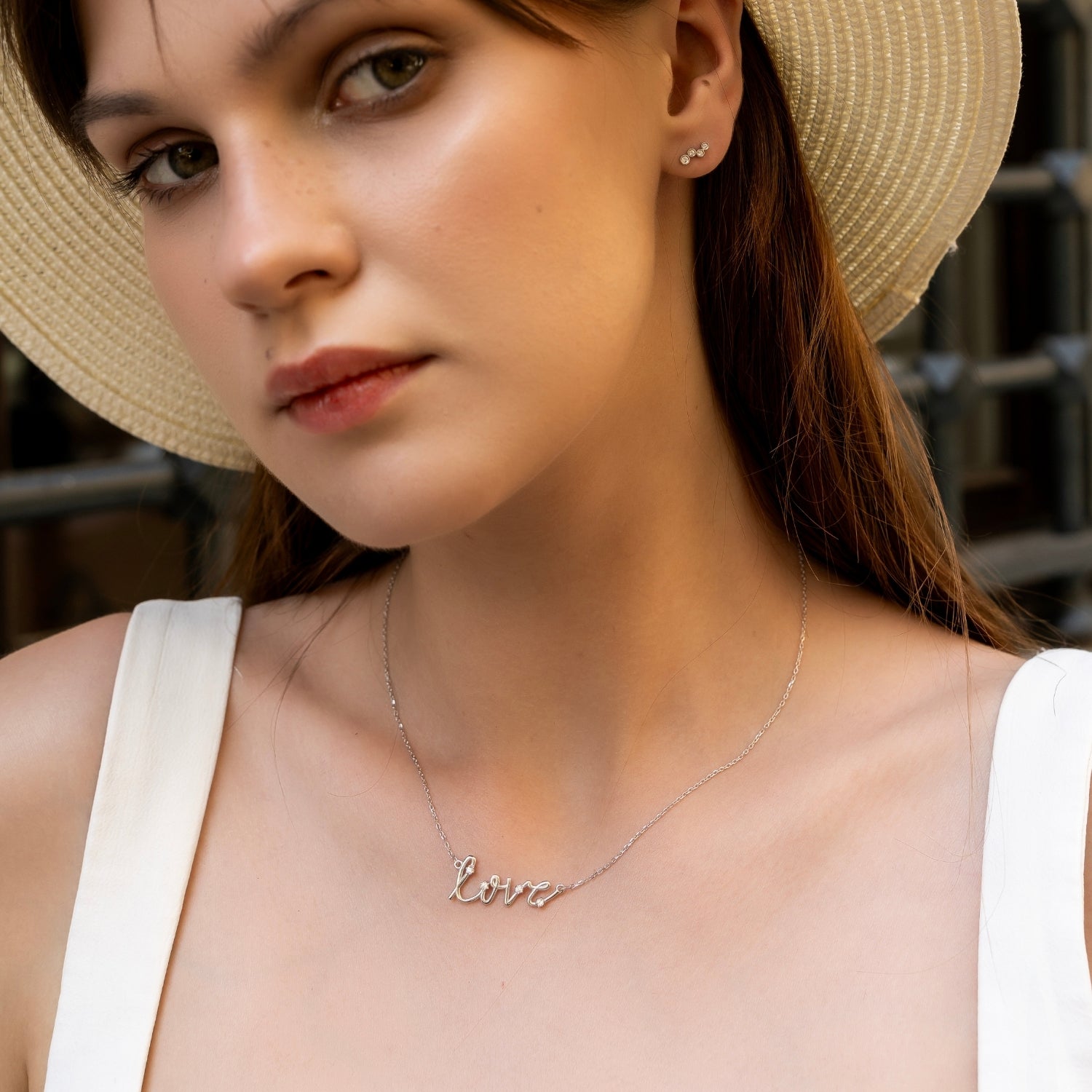 Sterling Silver Jewelled Love Necklace