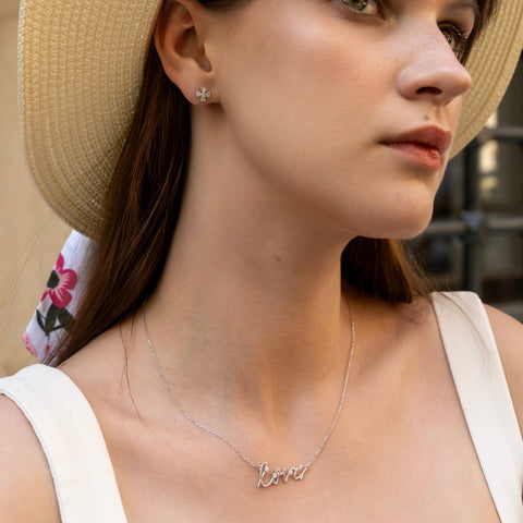 Sterling Silver Jewelled Love Necklace