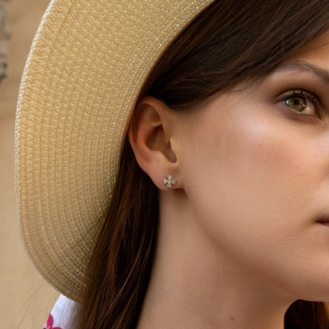 Fine 14k Solid Gold Diamond Clover Single Earring