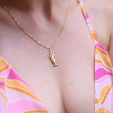 Sterling Silver Mariner Anchor Chain Sardinia Fish Necklace
