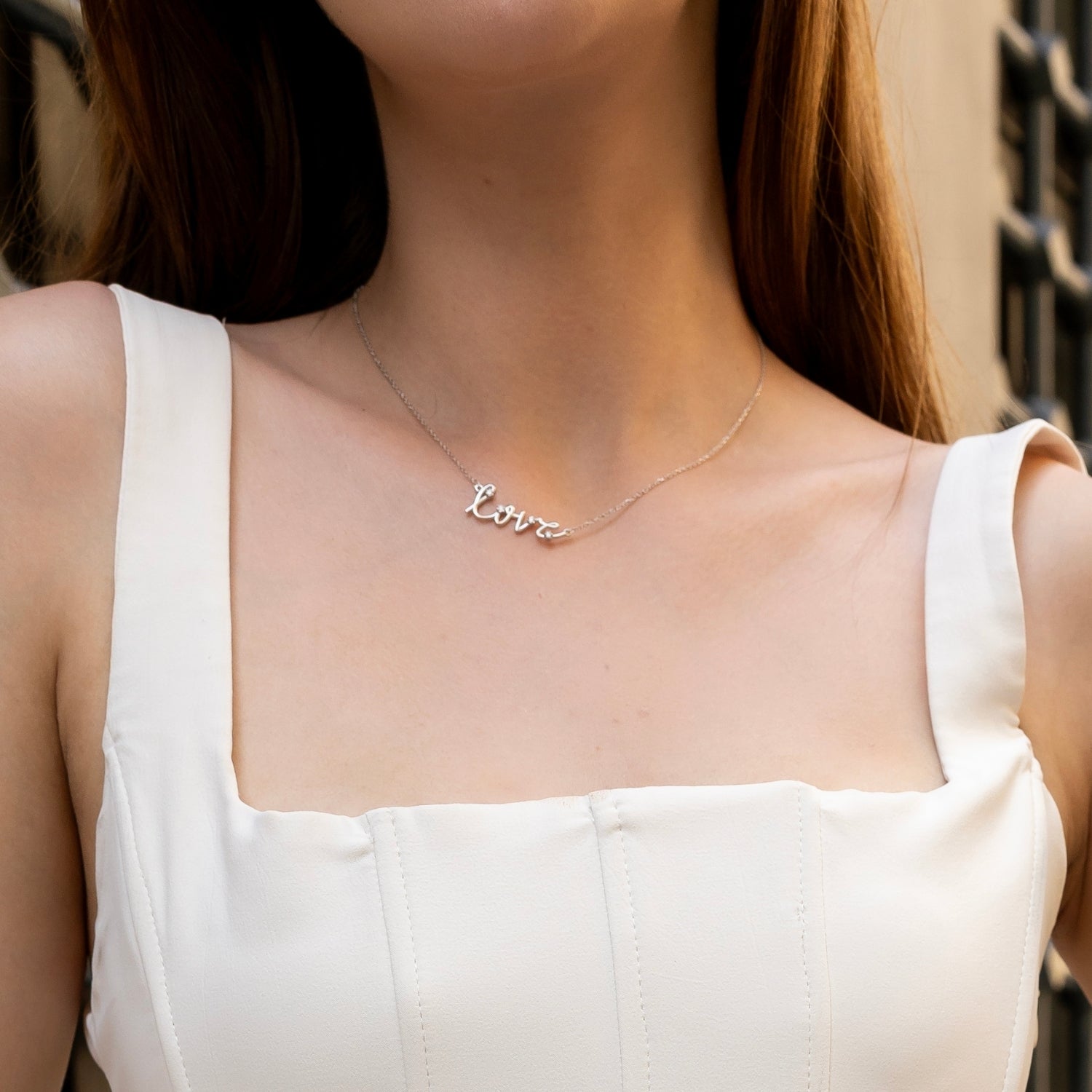 Sterling Silver Jewelled Love Necklace