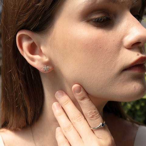 Fine 14k Solid Gold Diamond Star Single Earring