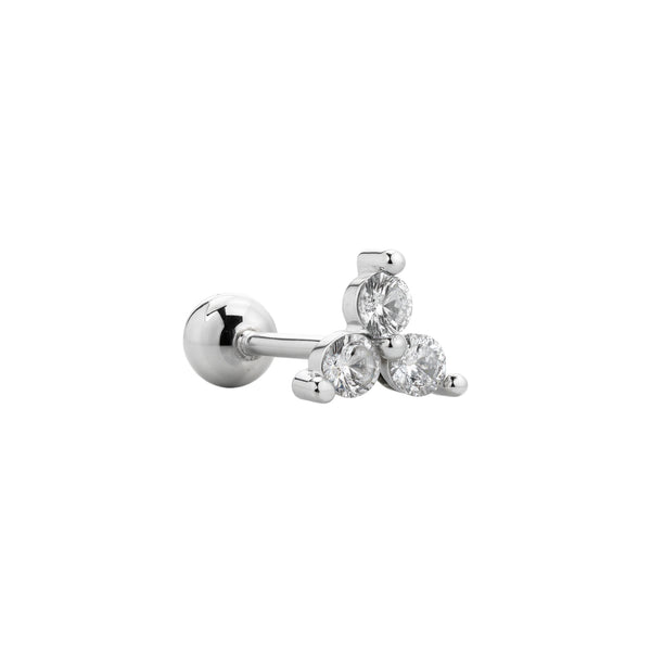Sterling Lotus Trilogy Piercing Stud Earring