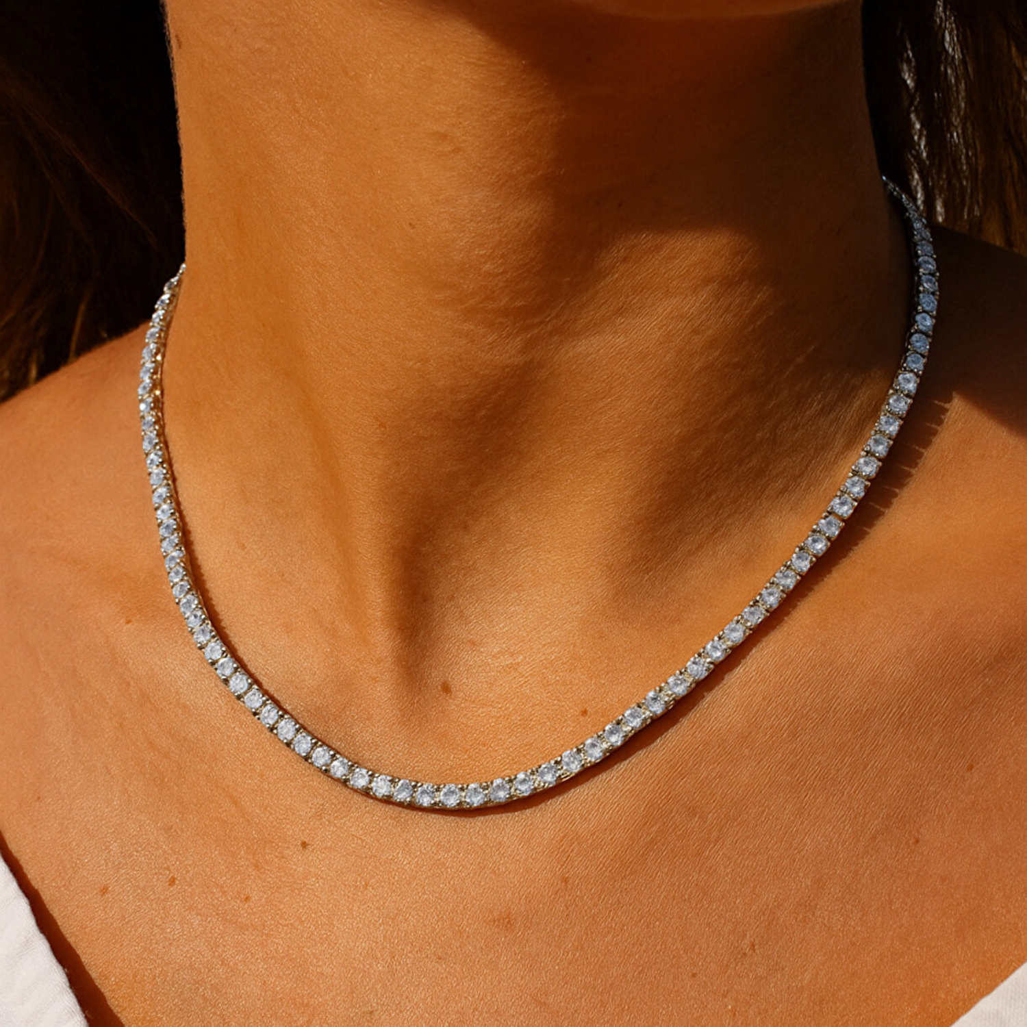 Sterling Silver 4mm Tennis Necklace