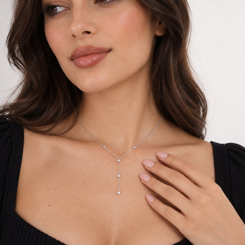 Sterling Silver Lariat Starburst Y Necklace