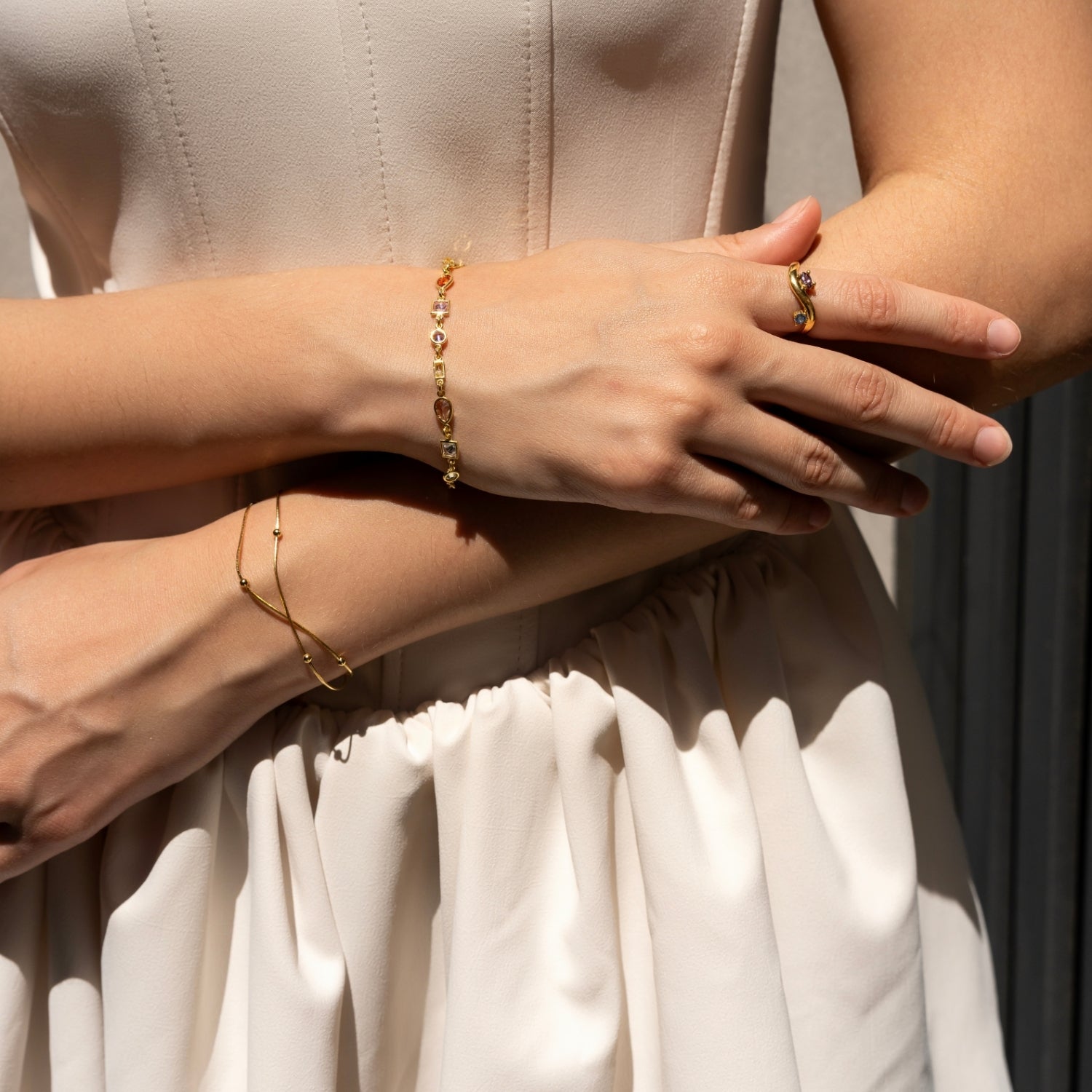 Italian Fine Sterling Silver Double Satellite Chain Bracelet