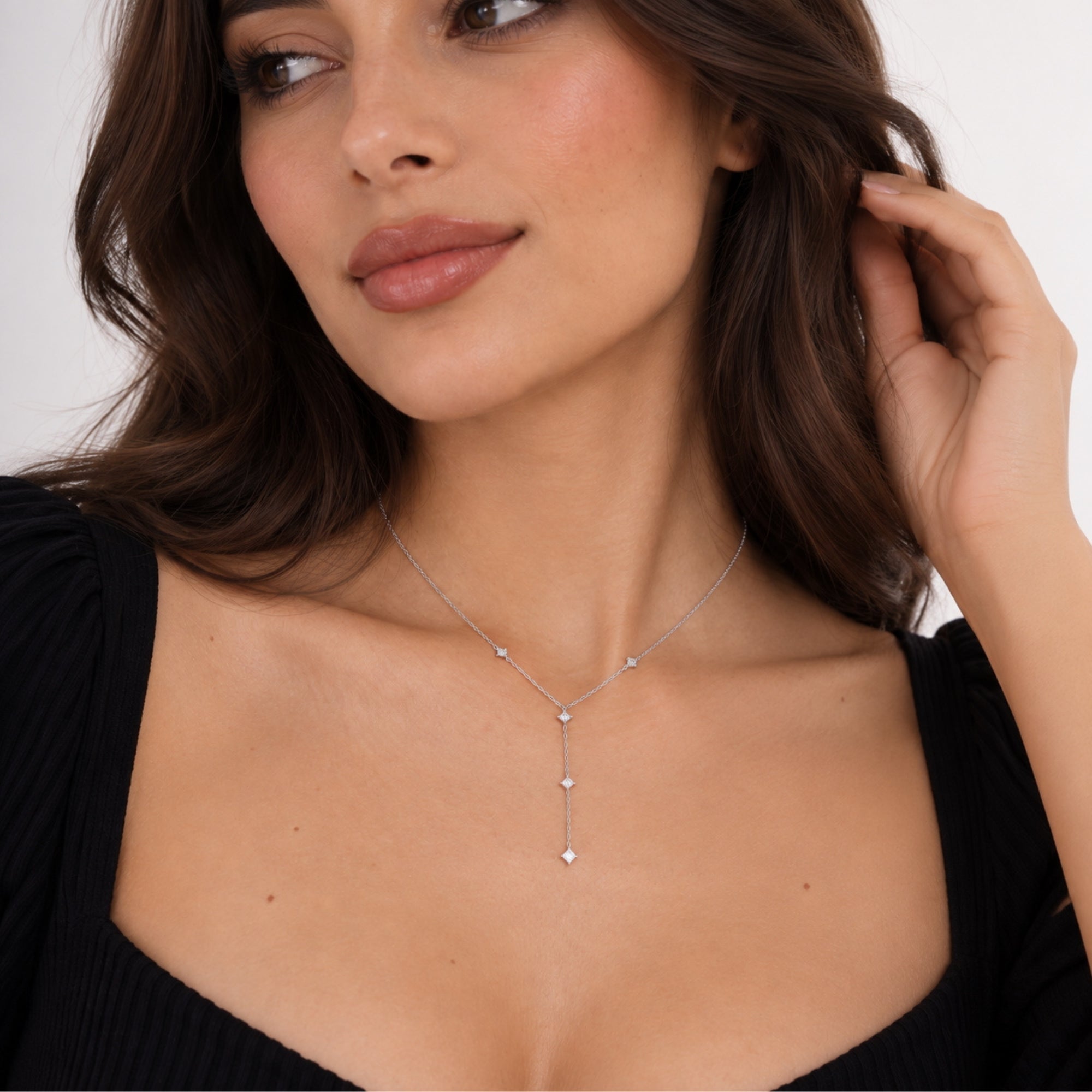 Sterling Silver Lariat Starburst Y Necklace