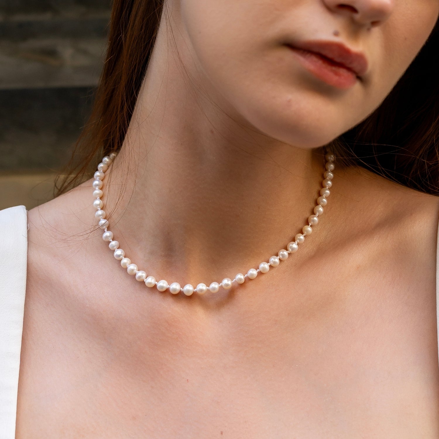 Small Natural Freshwater Real Pearl Strand Necklace
