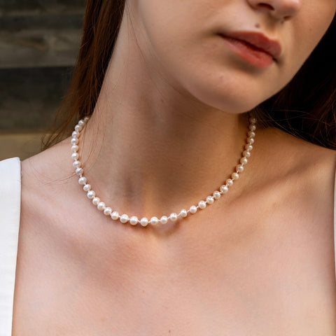 Small Natural Freshwater Real Pearl Strand Necklace