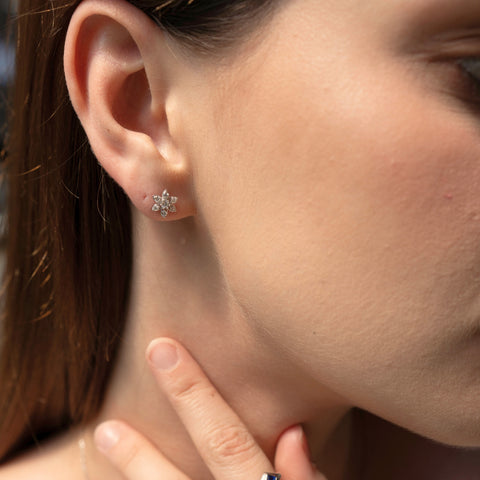 Fine 14k Solid Gold Diamond Star Single Earring