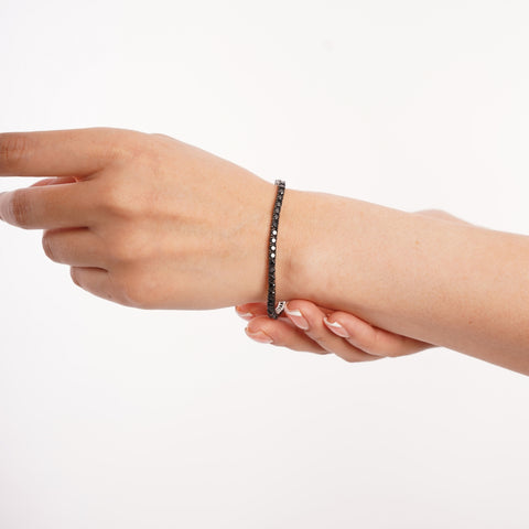 Sterling Silver Pure Black Tennis Bracelet