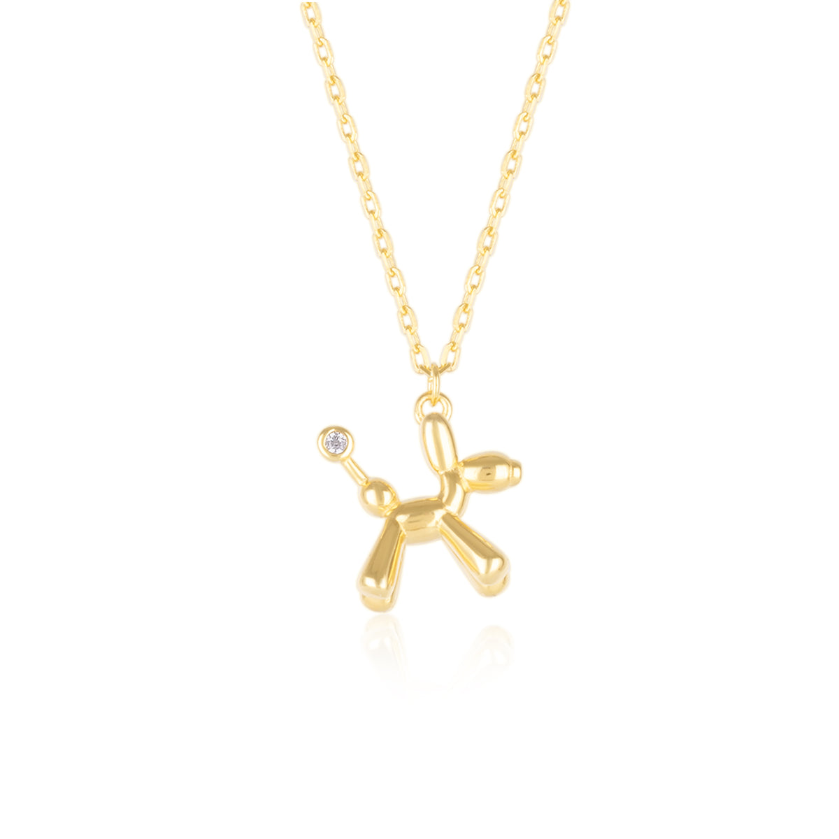 Balloon Dog Poodle Necklace in Sterling Silver