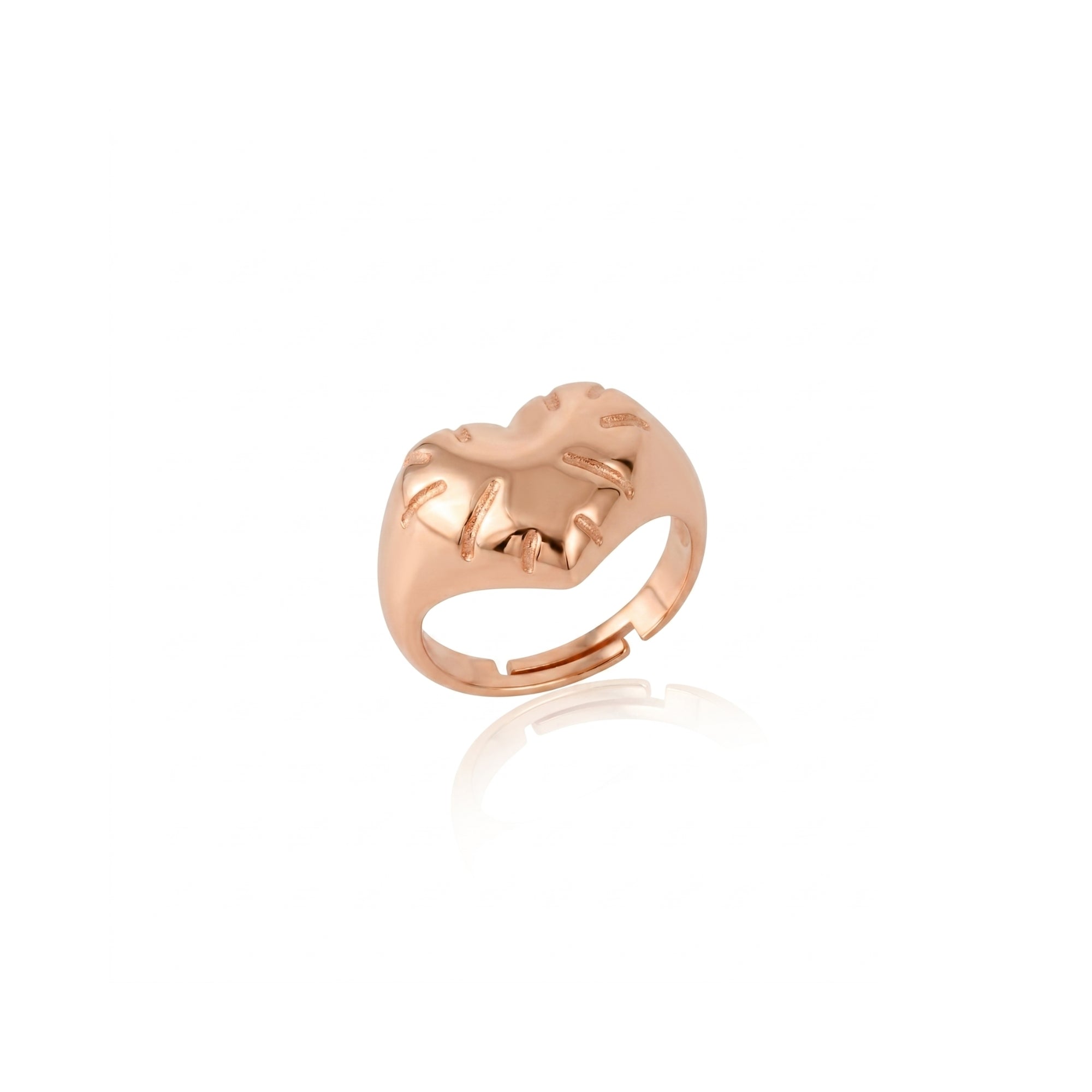 Sterling Silver Chunky Love Heart Signet Ring