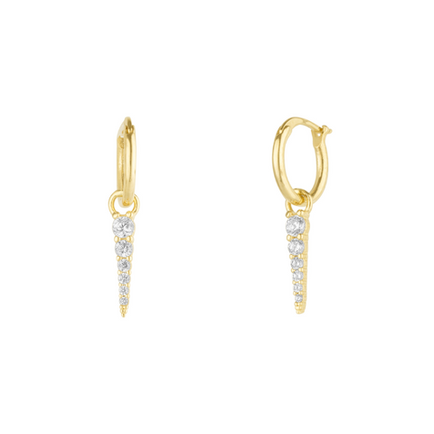 Fine Spike Pave Hoop Earrings 14ct Solid Gold