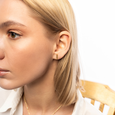 Bar Stud Plain Earrings Sterling Silver