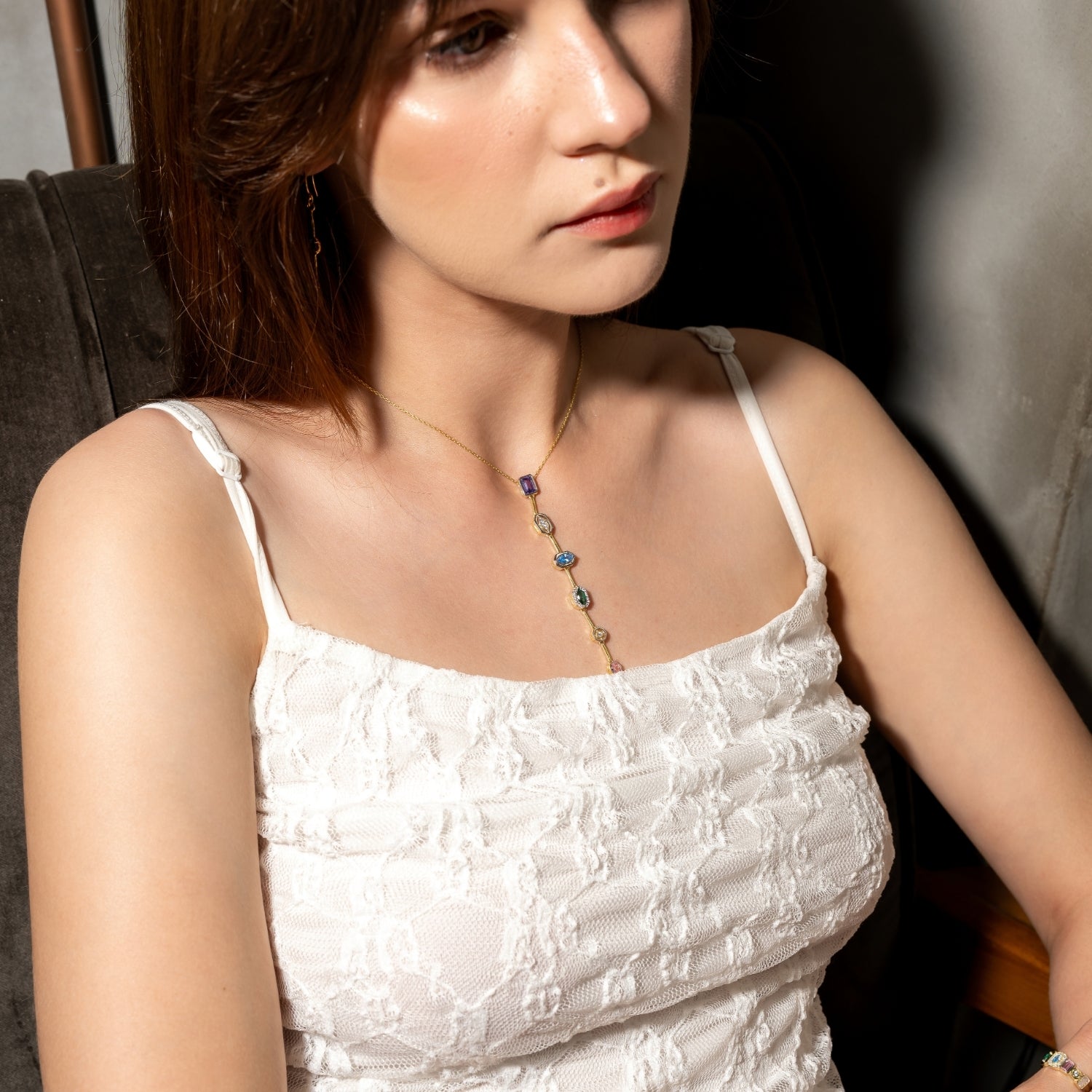 Kaleidoscope Y Lariat Sterling Silver Drop Necklace