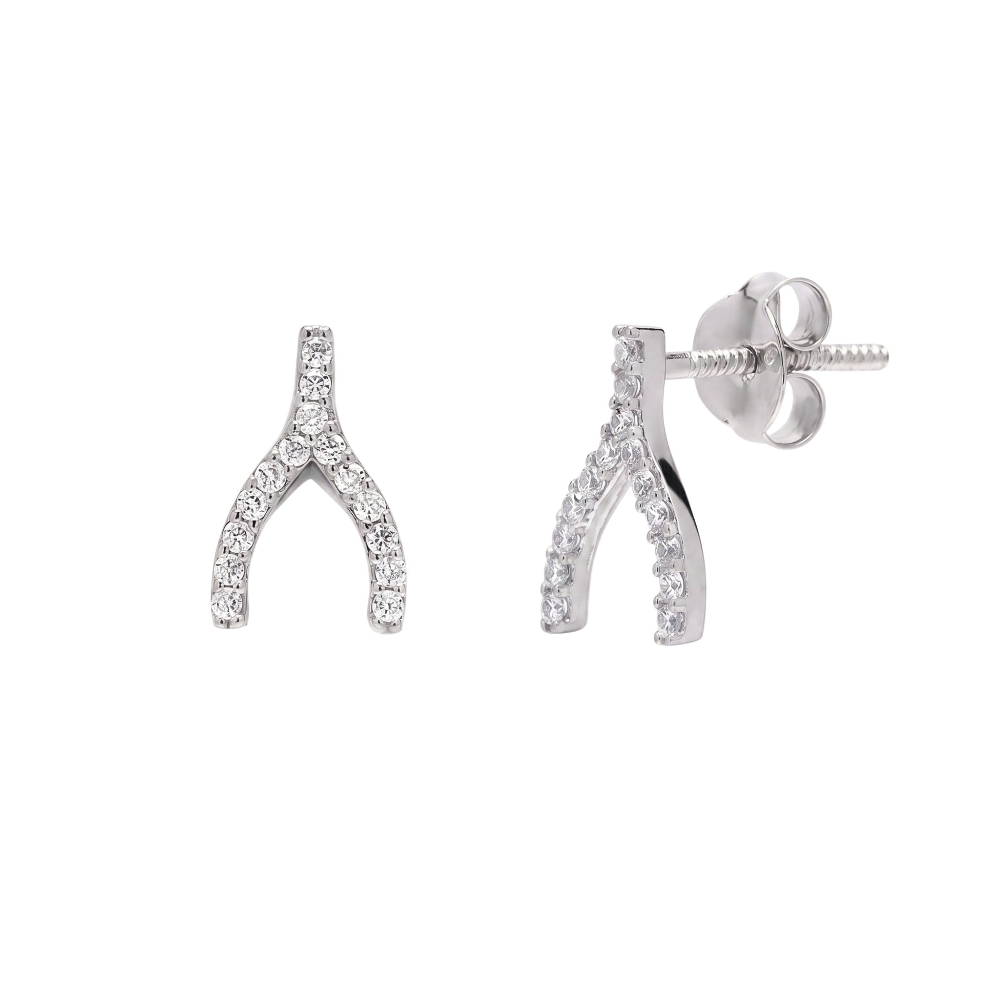 Sterling Silver Wishbone Stud Earring