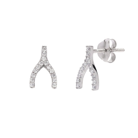 Sterling Silver Wishbone Stud Earring