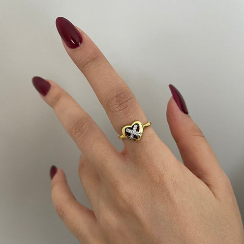 Heart X Adjustable Sterling Silver Ring