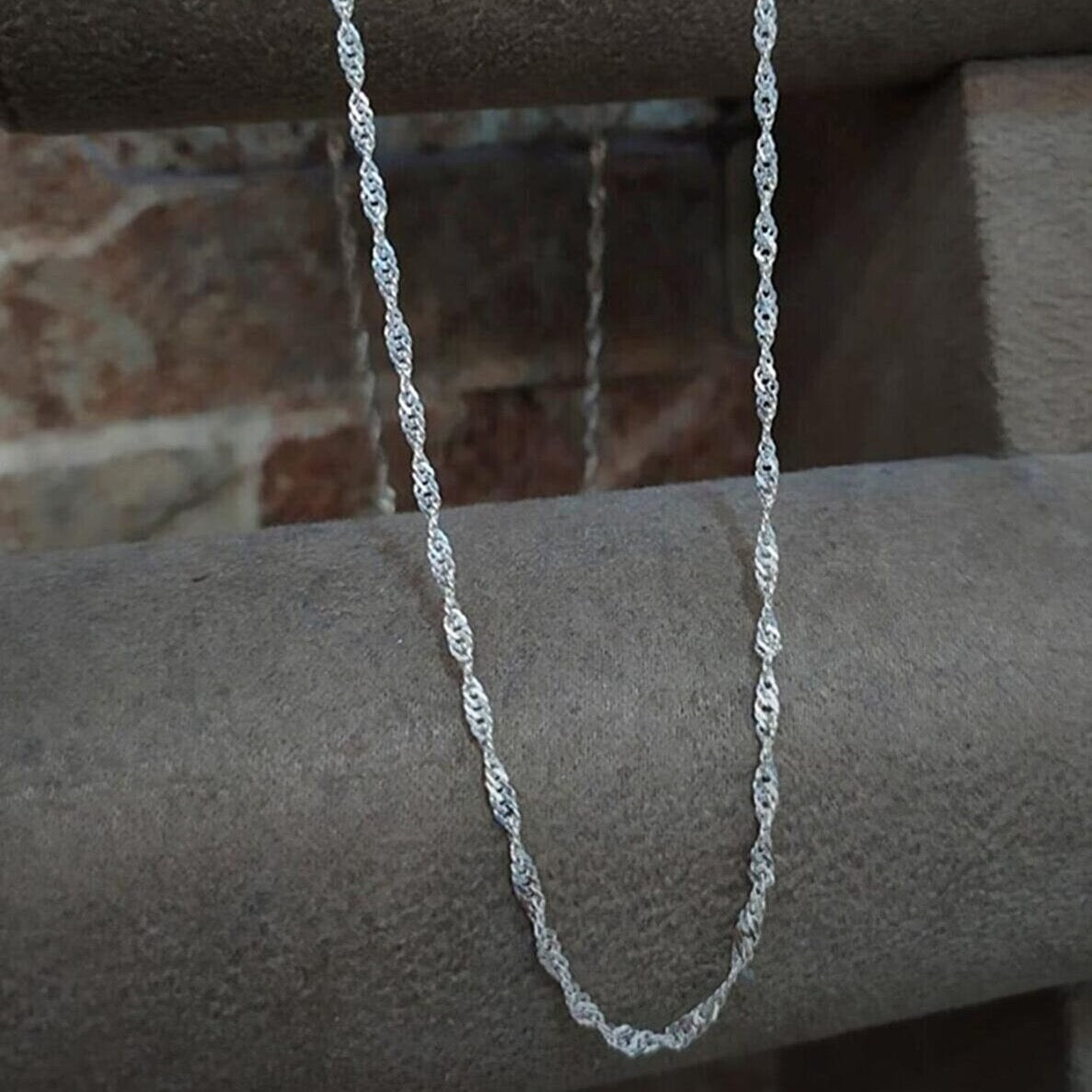 Twisted Curb Singapore Sterling Silver Chain Adjustable size