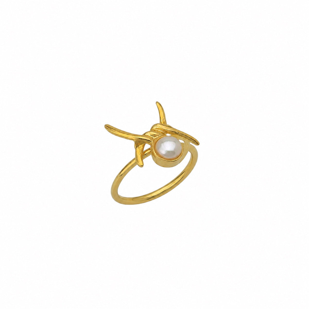 Barbed Wire Design Pearl Sterling Silver Natural Hammered Ring