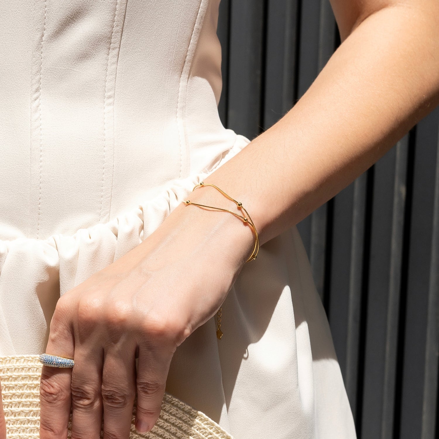 Italian Fine Sterling Silver Double Satellite Chain Bracelet