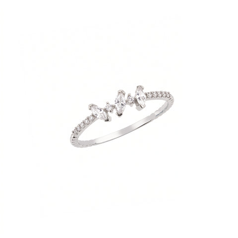 Tripple Marquise Trio Sterling Silver Pavé Ring