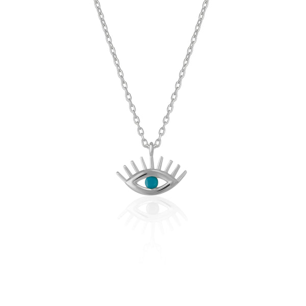 Turquoise Eye Evil Eye Sterling Silver Necklace