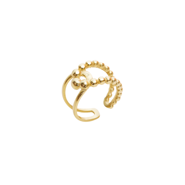Beaded Intercepting Circle Sterling Adjustable Ring