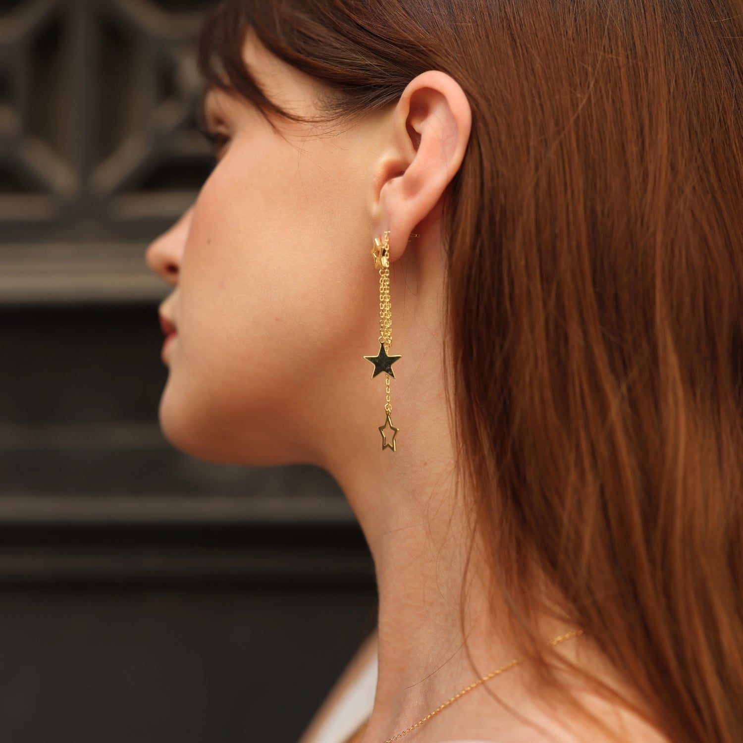 Chain and Stars Sterling Silver Drop Earrings