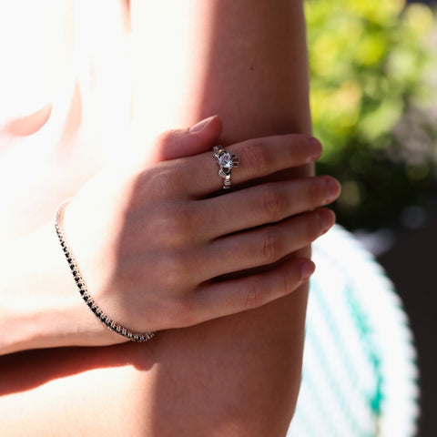 Sterling Silver Clear Claddagh Ring