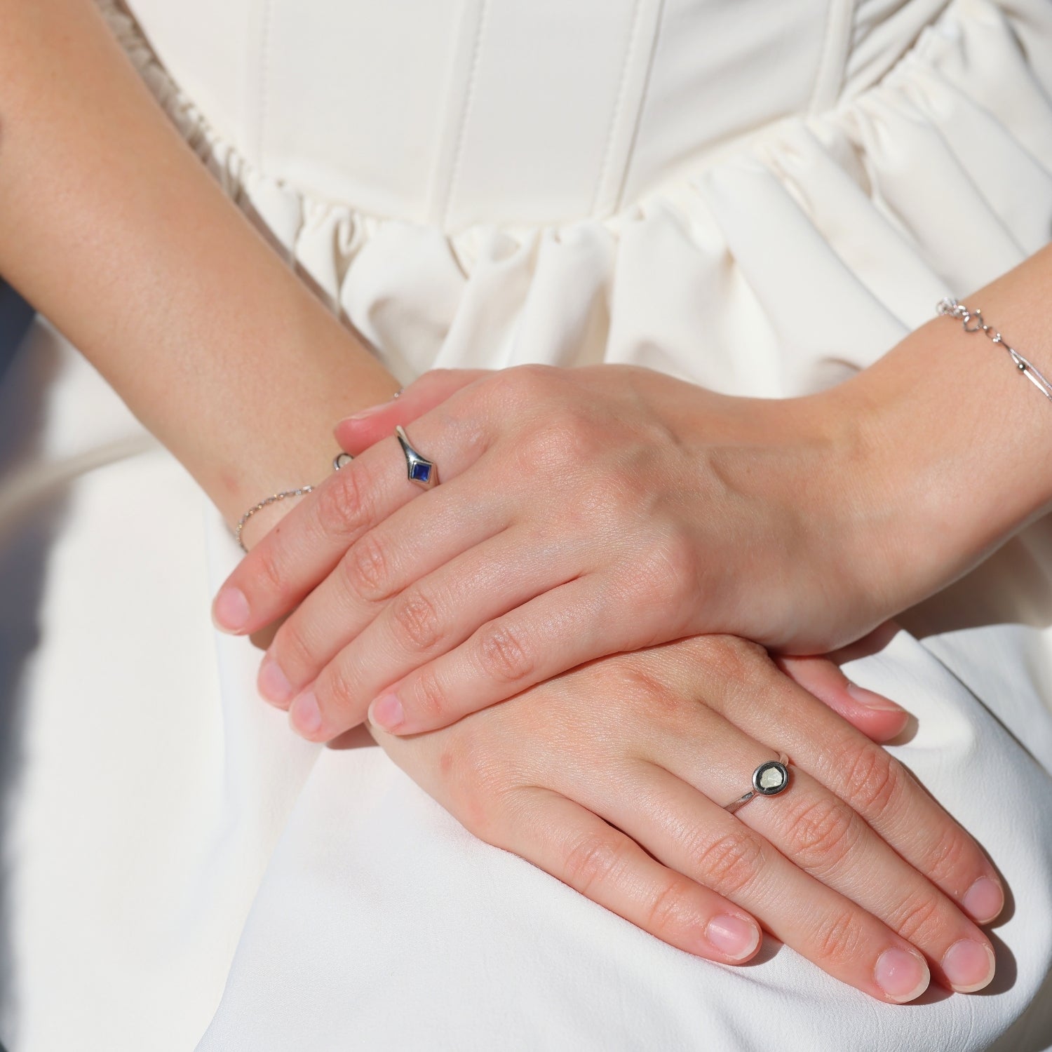 Fine Rectangular Navy Sterling Silver Statement Ring