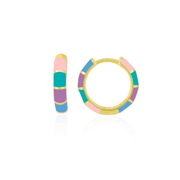Enamel Rainbow Sterling Hoop Earrings