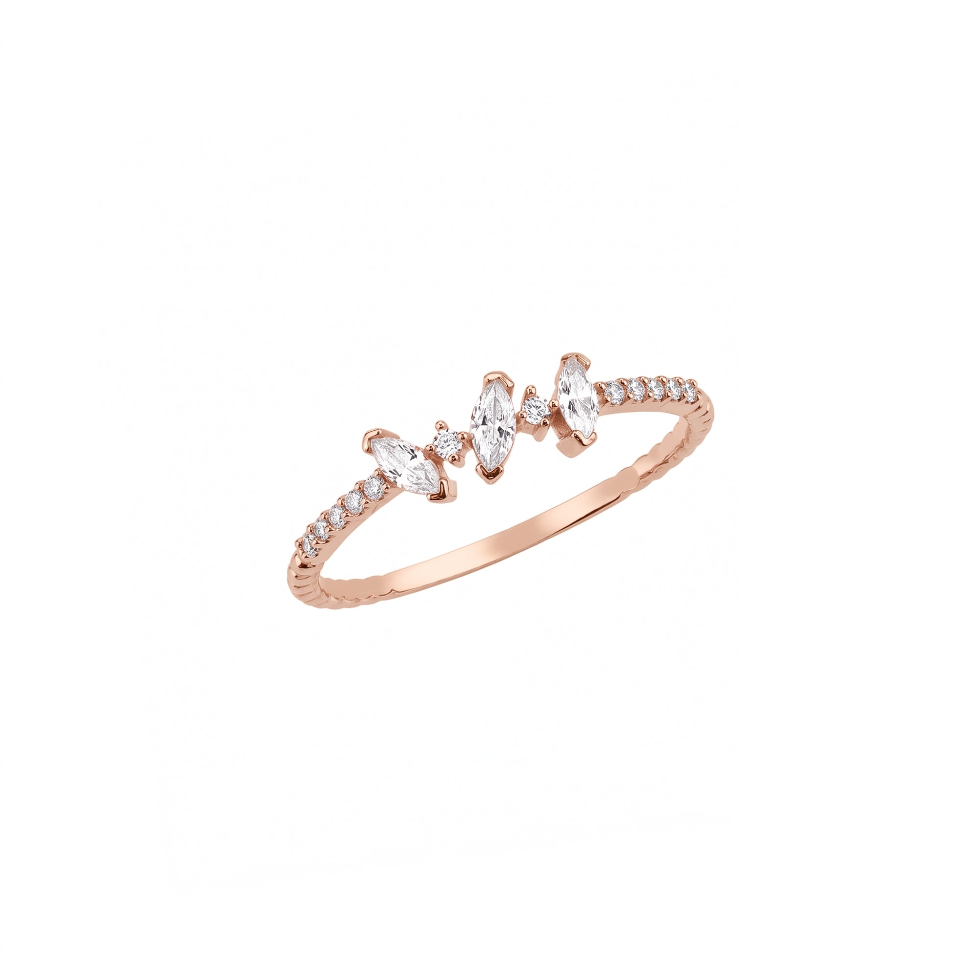 Tripple Marquise Trio Sterling Silver Pavé Ring