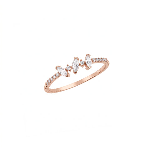 Tripple Marquise Trio Sterling Silver Pavé Ring
