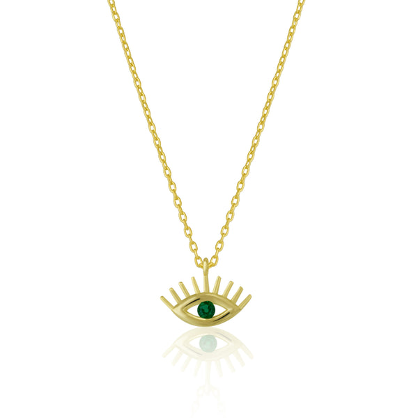 Emerald Eye Evil Eye Sterling Necklace