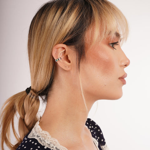 Rainbow Baguette Sterling Silver Ear Cuff