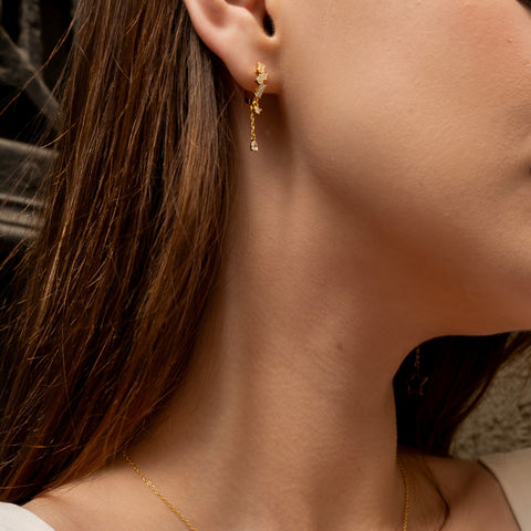 Dripping Sterling Silver Huggie Drop Earring