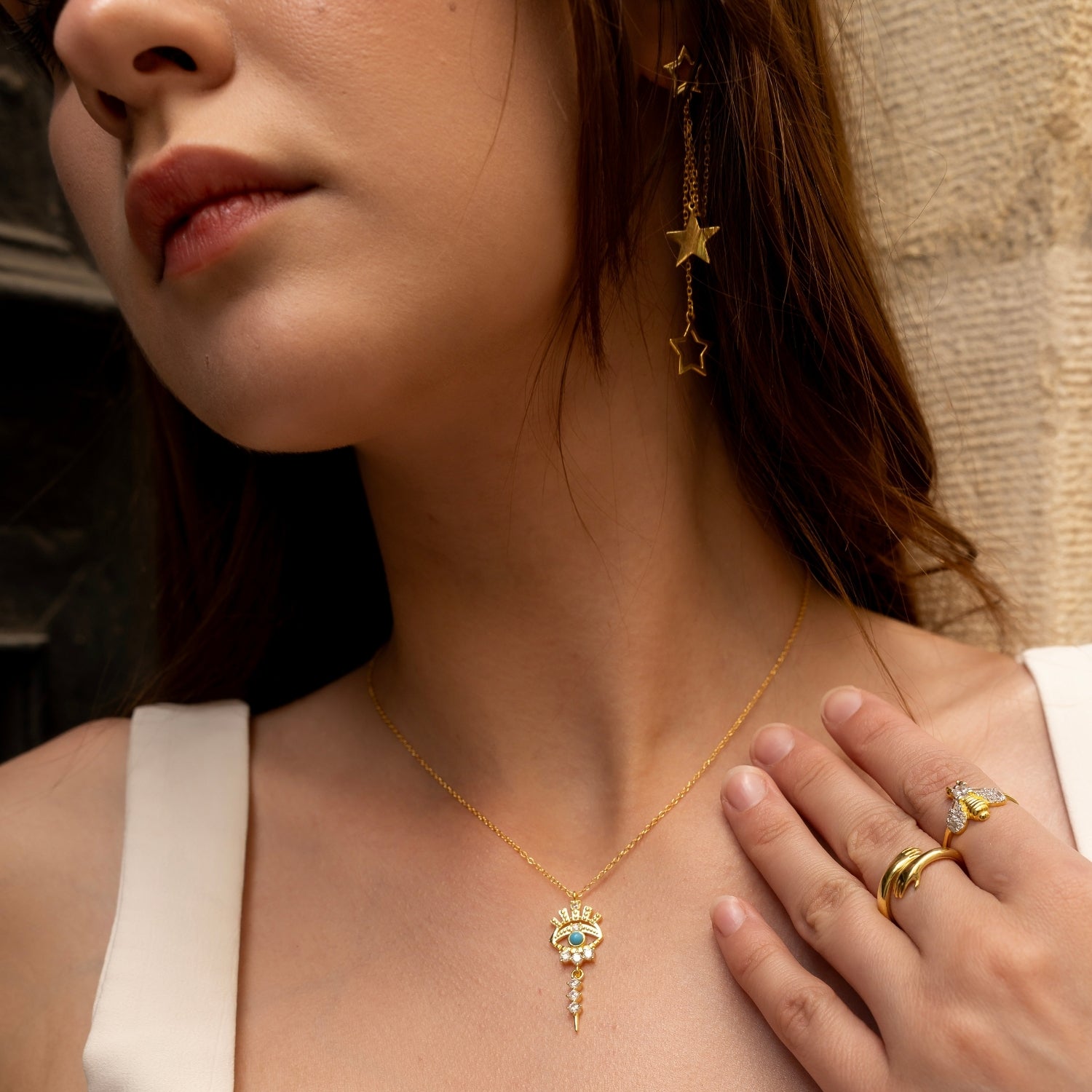 Hug Ring With Hands Sterling Silver and Gold Plated
