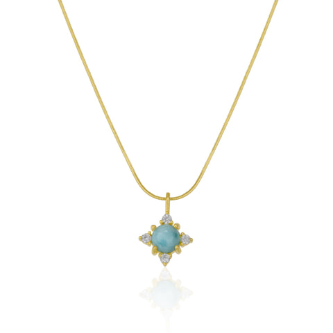 Blue Moonstone Sterling Silver Pendant Necklace With Fine Italian Chain