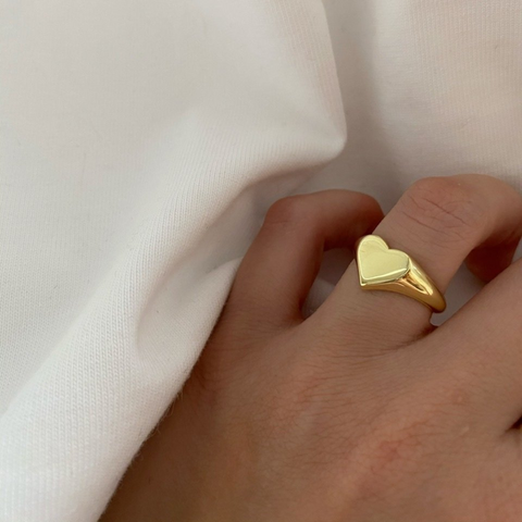 Sterling Silver Heart Love Signet Ring