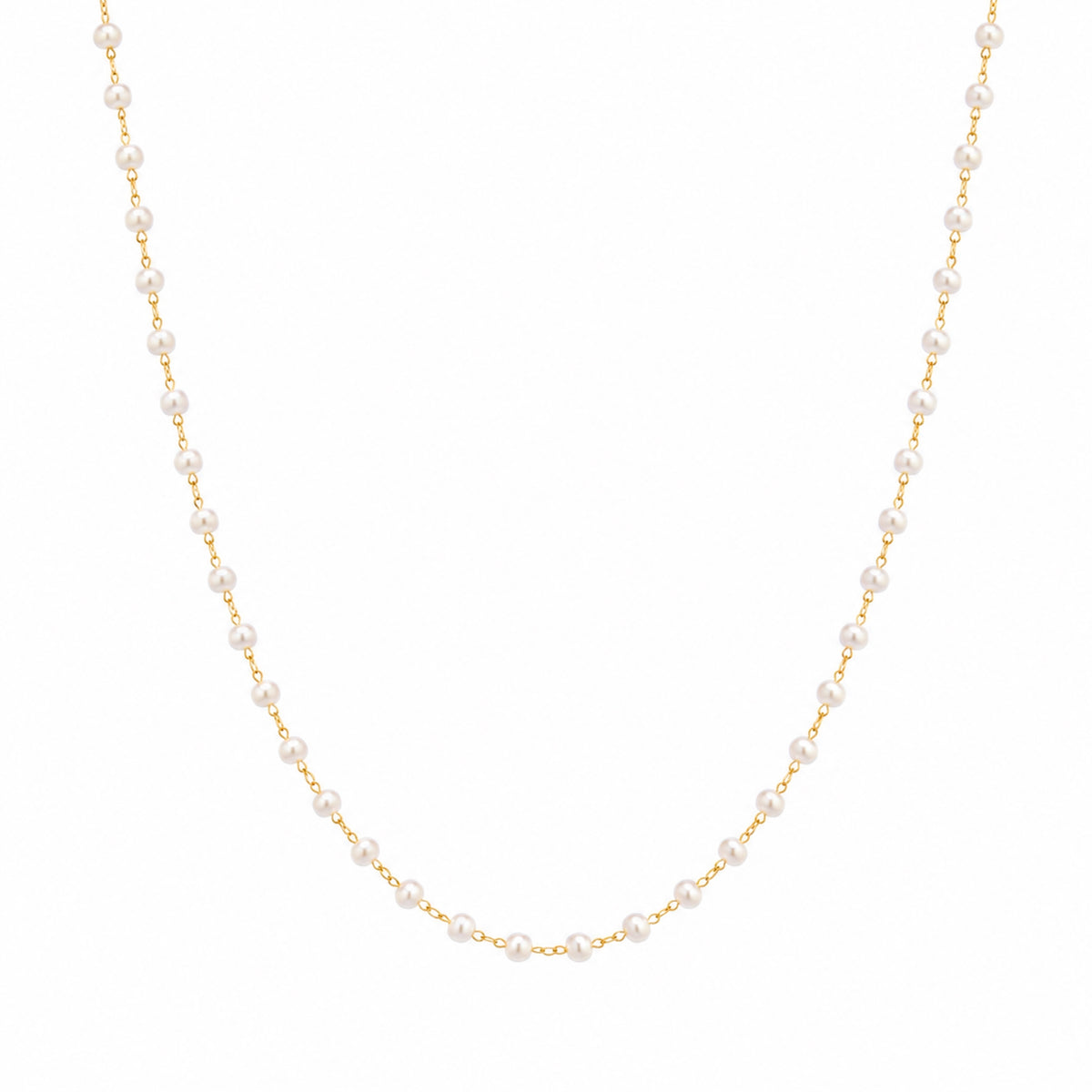 Fine Linked Pearl Sterling Silver Chain Necklace