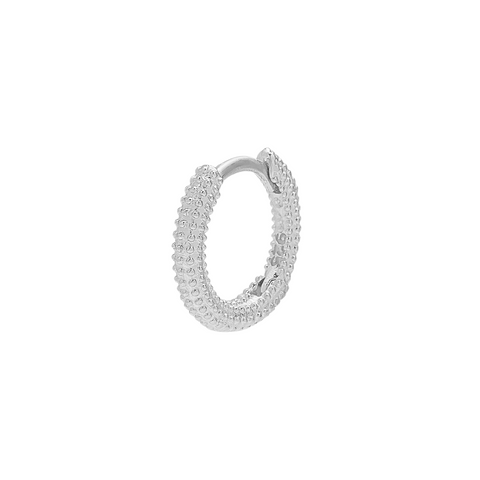 Sterling Silver Textured Pebble Hoops - Single