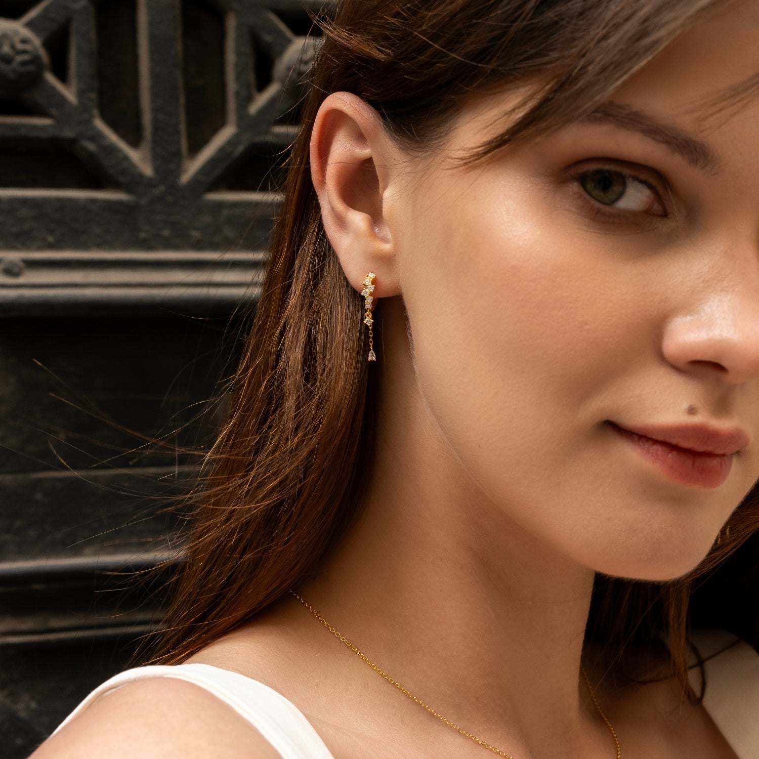 Dripping Sterling Silver Huggie Drop Earring